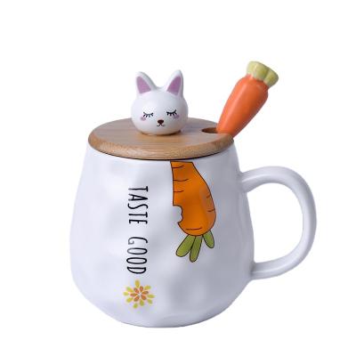 China Japanese and Korean Cute Cartoon Cup Disposable Ceramic Rabbit Cup Students Drink Water Cup LOGO Can Be Gift Customized Cup for sale