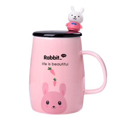 China Disposable Japan And South Korea Cute Bear Cartoon Around Rabbit Animal Ceramic Coffee Mug Beverage Student Monkey Puffy Ceramic Mug for sale