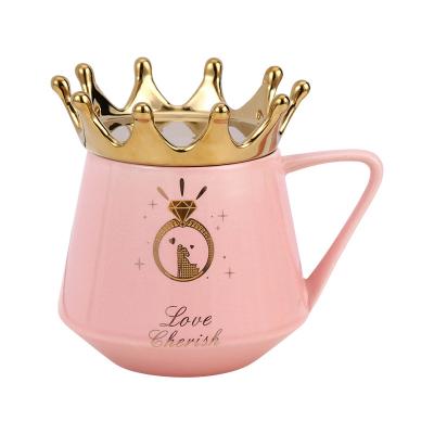 China 2022 New Creative Crown Mug Disposable Fashion Classic Cup And LID Ceramic Coffee Mug for sale