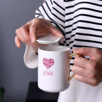 China Viable Mug New 520 Ceramic Stove Lid Spoon Cup Valentine's Day Custom Thermos Milk Ceramic Spoon Mug for sale