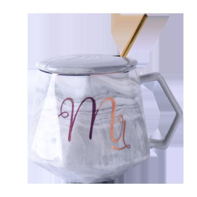 China Viable Nordic Marble Diamond Marble Alphabet Mug Coffee Milk Mug Ceramic LOGO Gift Box Can Be Customized Packing for sale