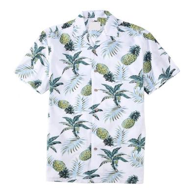 China Custom Summer Anti-pilling Men's Silk Cotton Beach Hawaiian Print Shirt for sale