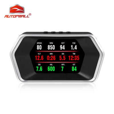 China Screen sharing P17 obd2 tachometer temperature scan hud gps tracker car head up projection display for sale