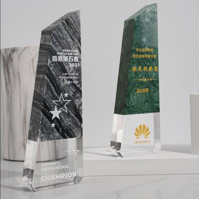 China Custom Logo K9 Crystal Material Souvenir Conference Trophy Crystal Trophy Crystal Marble Solid Trophy from Europe for sale