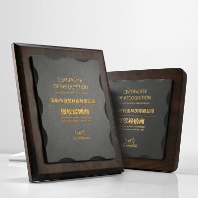 China High Quality Custom Company Authorization Permit License Crystal Wooden Business Trophy Award Plaque for sale