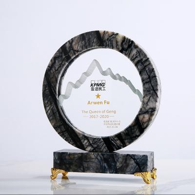 China High Quality Custom Made Europe Engrave Marble Trophy Crystal Awards Employee Gifts Corporate Trophy for sale