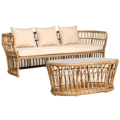 China Factory direct sales K&B modern rattan garden outdoor tables and chairs set rattan furniture sofa set for sale