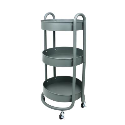 China Gray 3 Tier K&B Kitchen Rack Hotel Serving Trolley Simple Modern Home Iron Beverage Storage Trolley Cart for sale