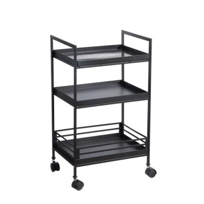 China K&B Contemporary Iron Multi Layer Storage Shelf Hotel Drinks Trolley Bar Serving Cart Luxury Black Kitchen Rack for sale