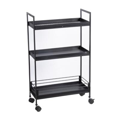 China Black K&B Modern Metal Storage Rack Shelf Hotel Trolley Cart Drinks Service 3 Tiers Kitchen Rack Serving Carts For Home for sale