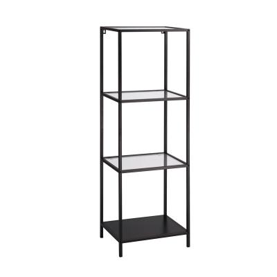 China Concise Black Adjustable Iron K&B New Sustainable Design 4 Layers And Storage Glass Rack Home High Sides for sale