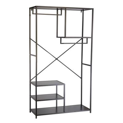 China Modern design K&B modern design cheap multifunctional ironl black workable large home storage organizer rack for bookshelf and wardrobe for sale