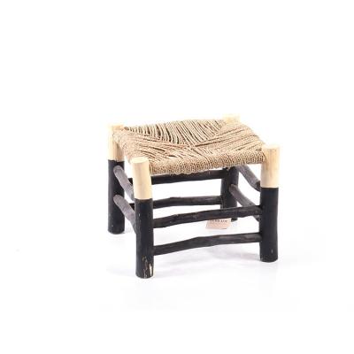 China K&B Hemp Rope Party Counter Stool Convertible Contemporary Rattan Woven Wood Handmade Rustic Mini Stool for sale