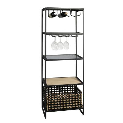 China Durable High Quality Modern Five-Layer Wine Rack Wine Rack K&B Dining Room Red Wine Cabinet for sale