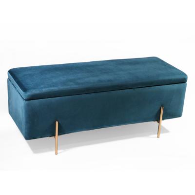 China Wholesale Modern Nordic Design Blue Velvet Fabric Sofa Bench K&B Living Room Corner Sofa Bed With Storage for sale