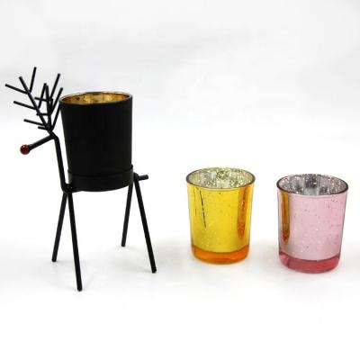 China Wholesale ECO-frendly mini glass votive candle holder with metal stand for sale