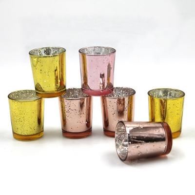 China ECO-frendly Hot Selling Wholesale Mercury Rose Gold Gold Candle Glass Vessel for sale