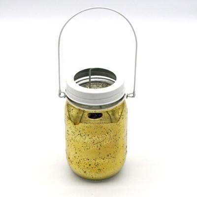 China Hot Sale ECO-frendly Mercury Gold Glass Mason Candle Container With Metal Lid for sale