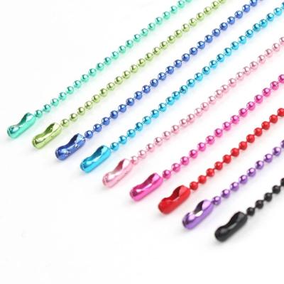 China Hanging Tags Wholesale Colorful Iron 2.4mm Short Blue Color Ball Chain With Connector for sale