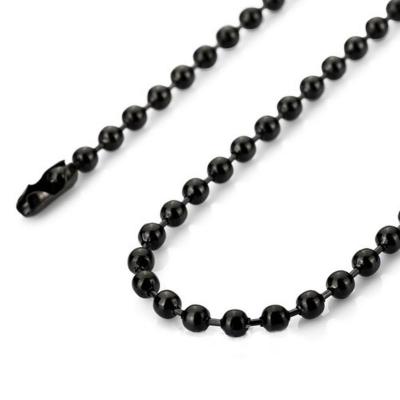 China Decoration 2.4mm Iron Ball Steel Black Chain In 100m Per Spool for sale