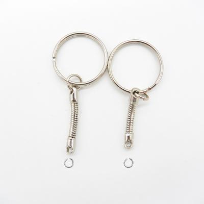 China Metal Split Key Ring With Chain Parts Open Pop Ring Lobster Clasp Connector Accessories for sale