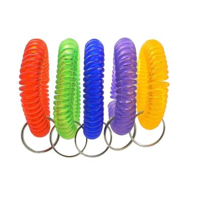 China Hangers Wrist Key Colorful Plastic Spiral Coil Key Chain With Keyring for sale