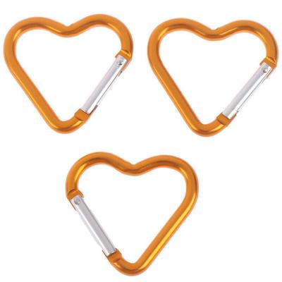 China Durable Logo 45mm Aluminum Alloy Carabiner Clip Custom Muliti Color Heart Shape Carabiner for sale