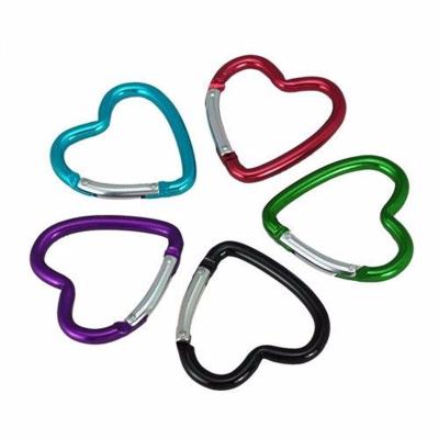 China Retail Industry 45mm Colored Heart Shape Carabiner Clip Key Chain For Decoration for sale