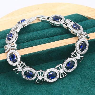 China TRENDY Women White Gold Plated Bracelet With Blue Purple Multi Color Stones Fashion Jewelry Gift for sale