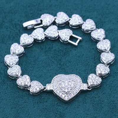 China FASHIONABLE Heart Love Zircon Bracelet Women White Gold Plated Jewelry Gift for sale