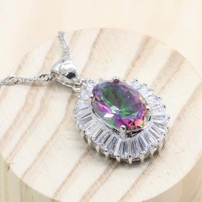 China FASHIONABLE Women Necklace Zircon Pendant Stones White Gold Plated Classic Jewelry Design Gift for sale