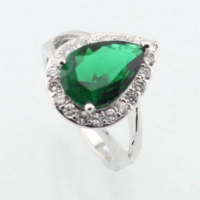 China CLASSIC Green Blue Silver Water Drop Ring For Women Silver Plated White Gold Jewelry Anniversary Gift for sale