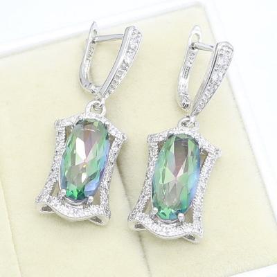 China CLASSIC White Gold Plated Earrings With Rainbow Stones Wholesale Jewelry For Women Wedding Party for sale