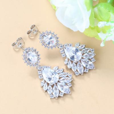 China TRENDY White Gold Plated Earrings With Stones Wholesale Wedding Party Jewelry For Women for sale