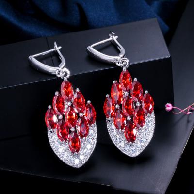 China FASHIONABLE Classic White Gold Plated Multi Color Stones Wedding Party Earrings Wholesale Jewelry For Women for sale