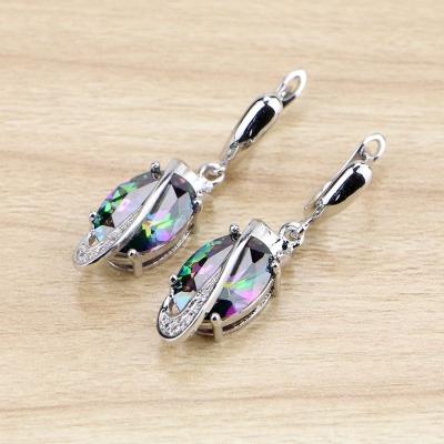 China FASHIONABLE geometric white gold plated earrings wholesale blue white green stones wedding party jewelry for women for sale