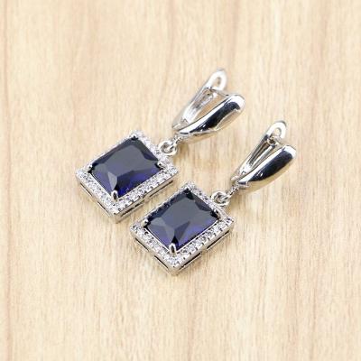 China FASHIONABLE geometric white gold plated earrings wholesale blue white green stones wedding party jewelry for women for sale