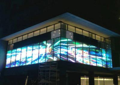 China High Resolution Transparent Glass LED Screen , P10 Transparent LED Video Wall for sale