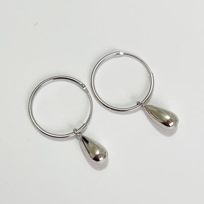 China Fashion TRENDY online jewelry 925 sterling silver rhodium drop huggie circle earrings for sale