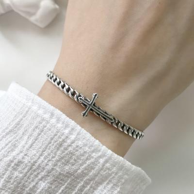 China TRENDY Best price superior quality cross bracelet silver bracelet 925 sterling cuff bracelet for sale