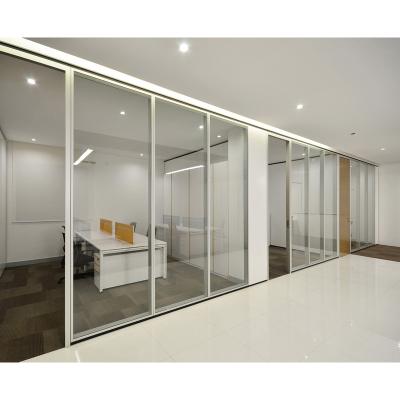 China FlexSpace 12mm Tempered Glass Partition Modern Modular Aluminum Office Partition With Blinds For Factory for sale