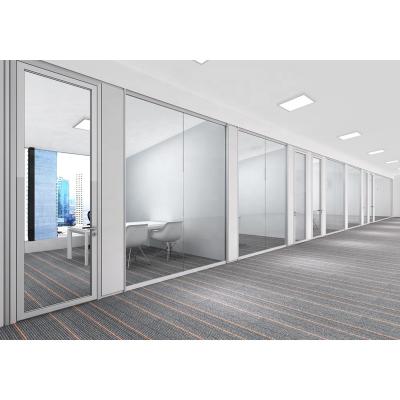 China Modern FlexSpace 12mm tempered glass partition, office divider partition wall with sliding door for sale