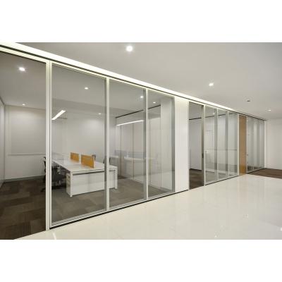 China Modern Soundproof Full View Transparent Glass Office Partition With Metal Plate Partition Wall for sale