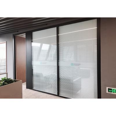 China Modern Office Divider Fire Protection Powder Coated Finish Aluminum Partition Sliding Glass Door for sale