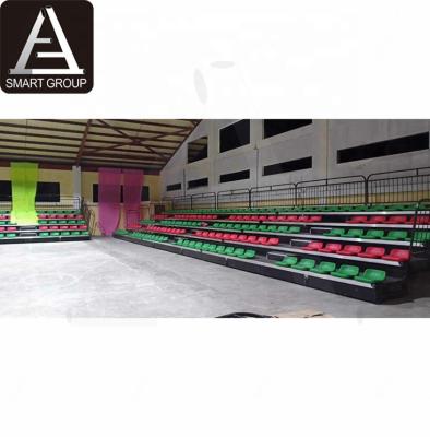 China Safty Grandstand Durable Telescopic Temporary Grandstand Indoor Wooden Retractable Bleachers For Sale for sale