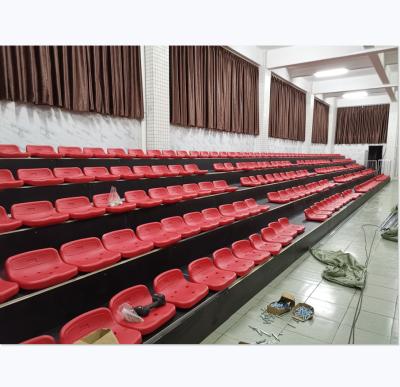 China Safty Stadium Retractable Bleacher Customized Grandstand Seating With Guardrails Fixed Indoor Bleachers for sale