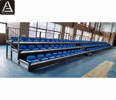 China Safty 3 Tiers Basketball Court Customized Grandstand With Guardrails Seating Fixed Indoor Bleachers for sale