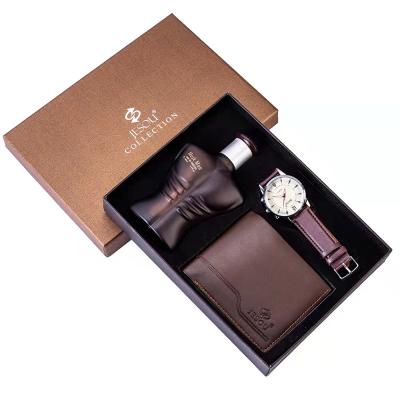 China Mens Gift Set High Quality Promotional Products Custom Logo For Luxury Watch+Wallet+Perfume Business Gift Set for sale