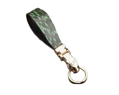 China Luxury Promotional Real Snakeskin Cover Real Snakeskin Car Key Gifts Holder Manufacturers Snakeskin Leather Key Chain Aluminum Round for sale