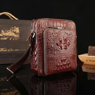 China Handmade Good Quality Crocodile Briefcase Zipper Skin Shoulder Handbag Genuine Leather Crocodile Exotic Bag For Men Bag Brand Shoulder for sale